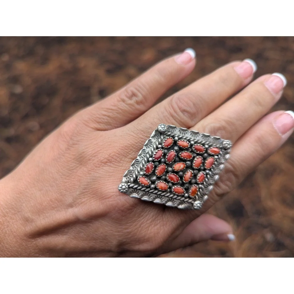 Vtg Navajo Ring‎ Marked Sterling Native Am Women's Jewelry Adjustable ***